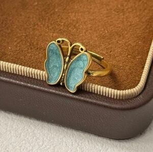 NWT Boho Lolita Copper Blue Enamel Butterfly Ring RARE